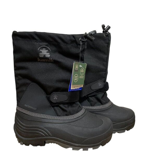 Kamik Waterbug Snow Boots  Black Outdoor Winter Waterproof Kids Size 4 NWT - Picture 1 of 5
